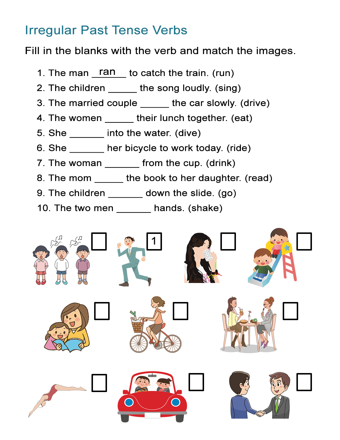 Verb Tenses Worksheet For Kindergarten