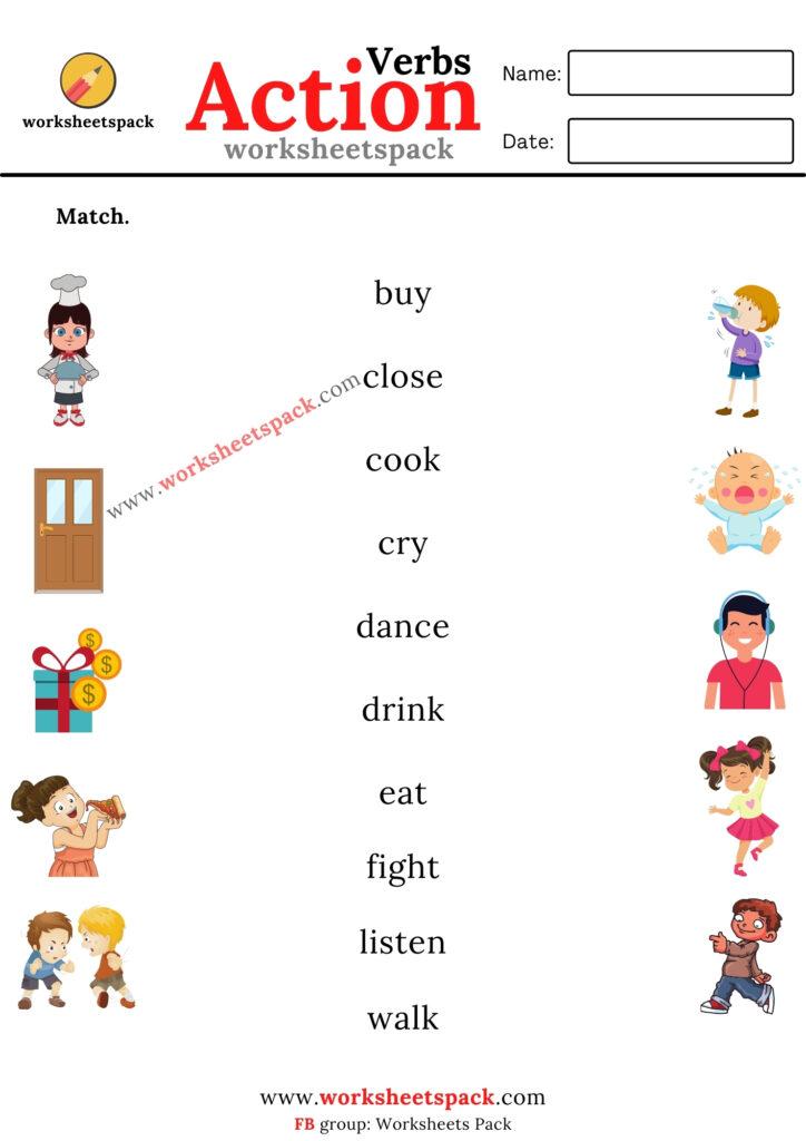 Verb Worksheets For Kindergarten And Answers