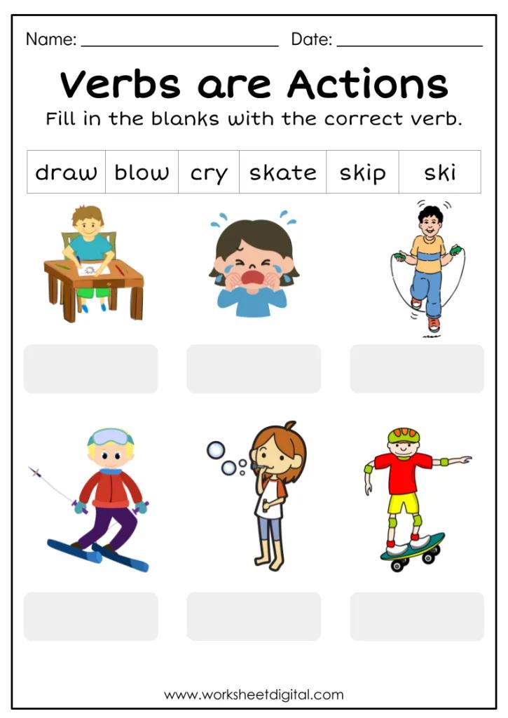 Verb Worksheets For Kindergarten Animals