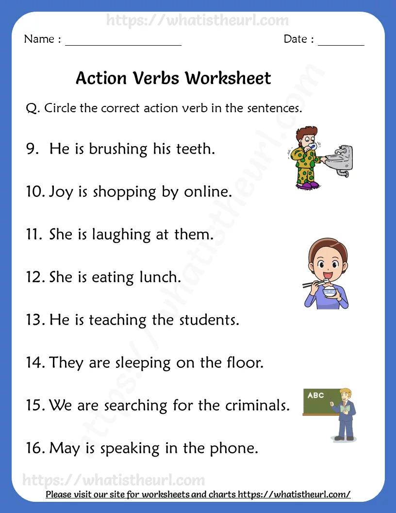 Verb Worksheets For Kindergarten Audio