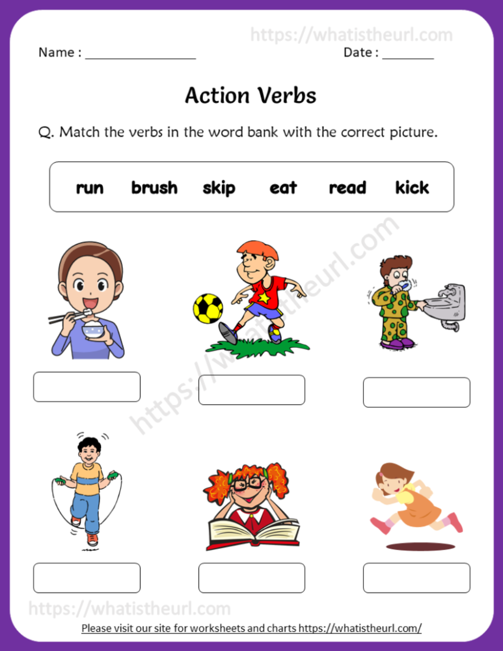 Verb Worksheets For Kindergarten English