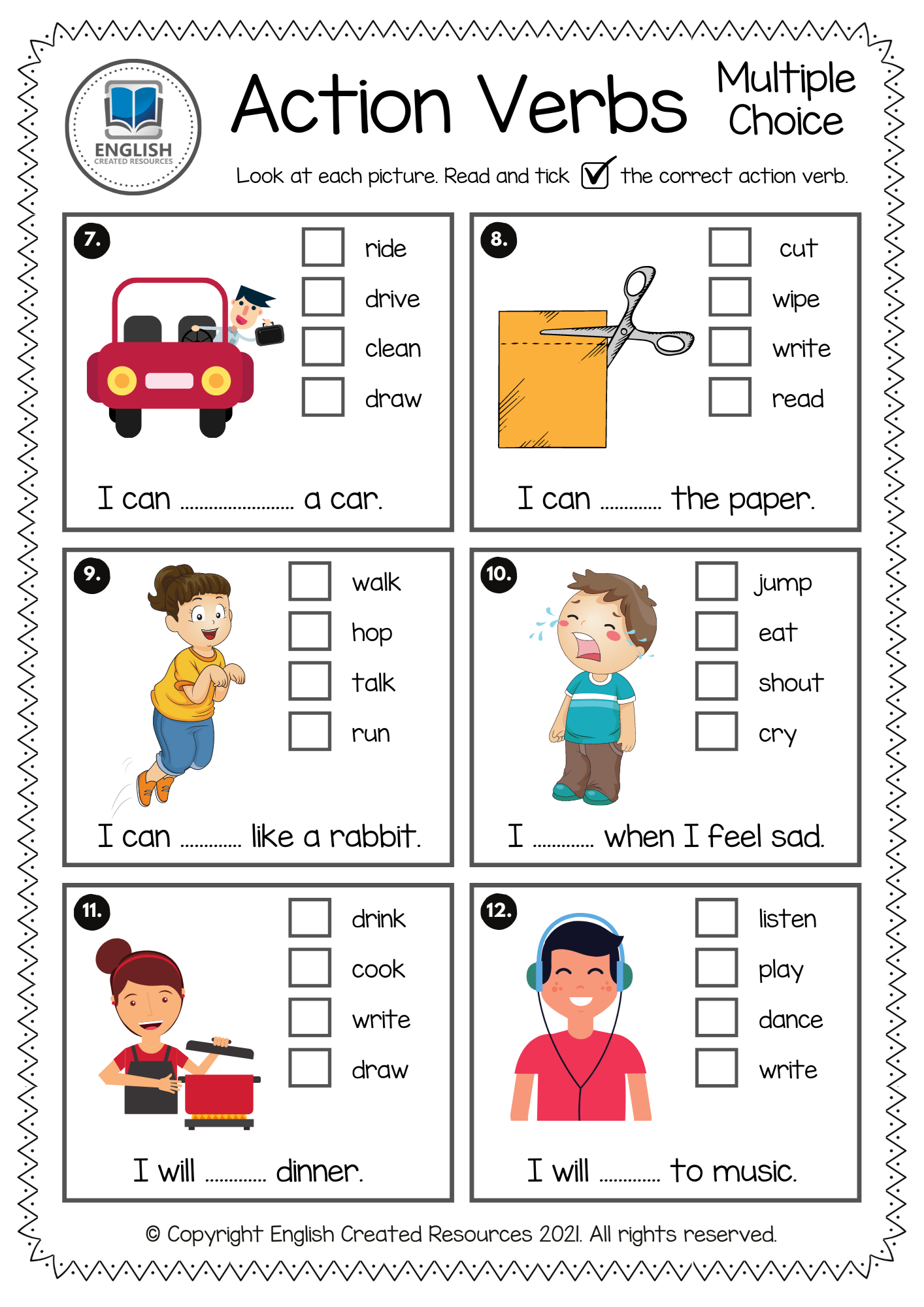 Verb Worksheets For Kindergarten Grade