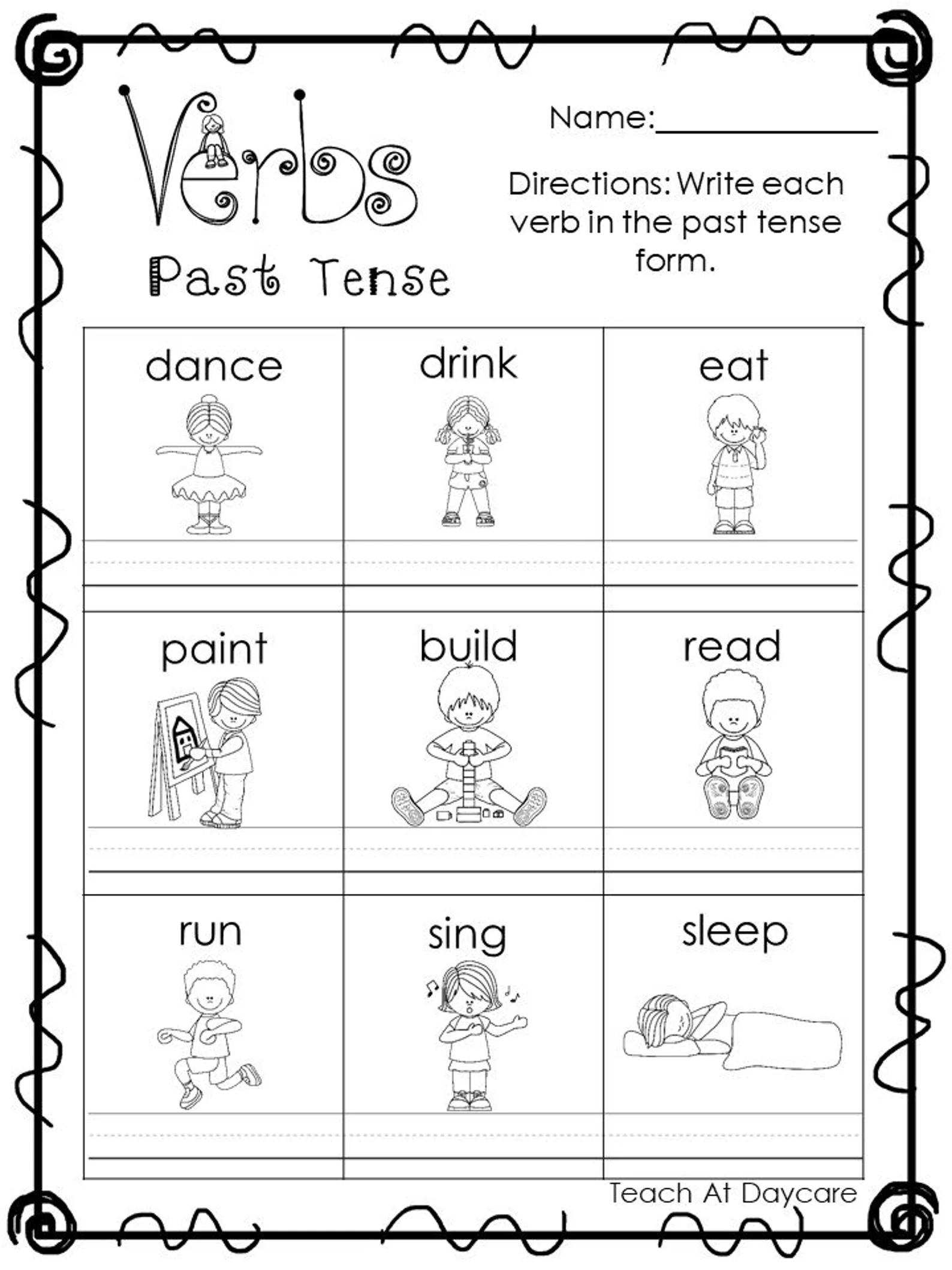 Verb Worksheets For Kindergarten Hard