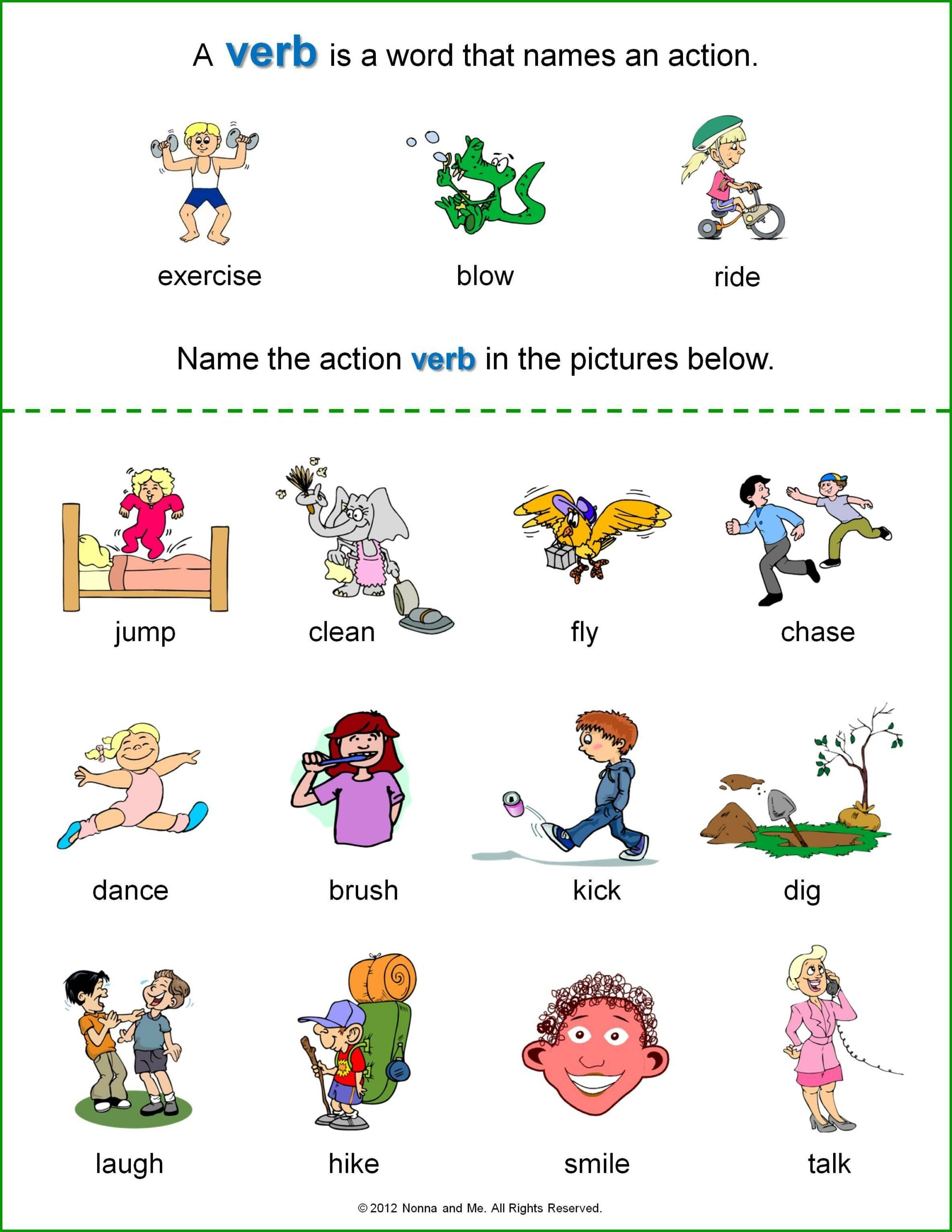 Verb Worksheets For Kindergarten Hd