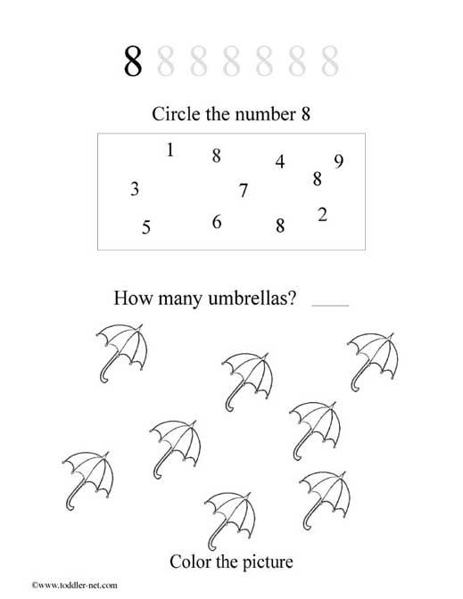 how to write number 8 for kindergarten