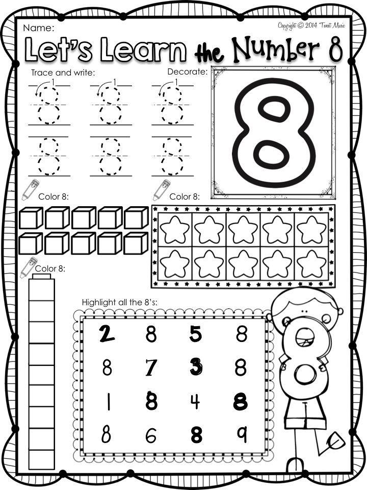 number 8 worksheet for kindergarten activity