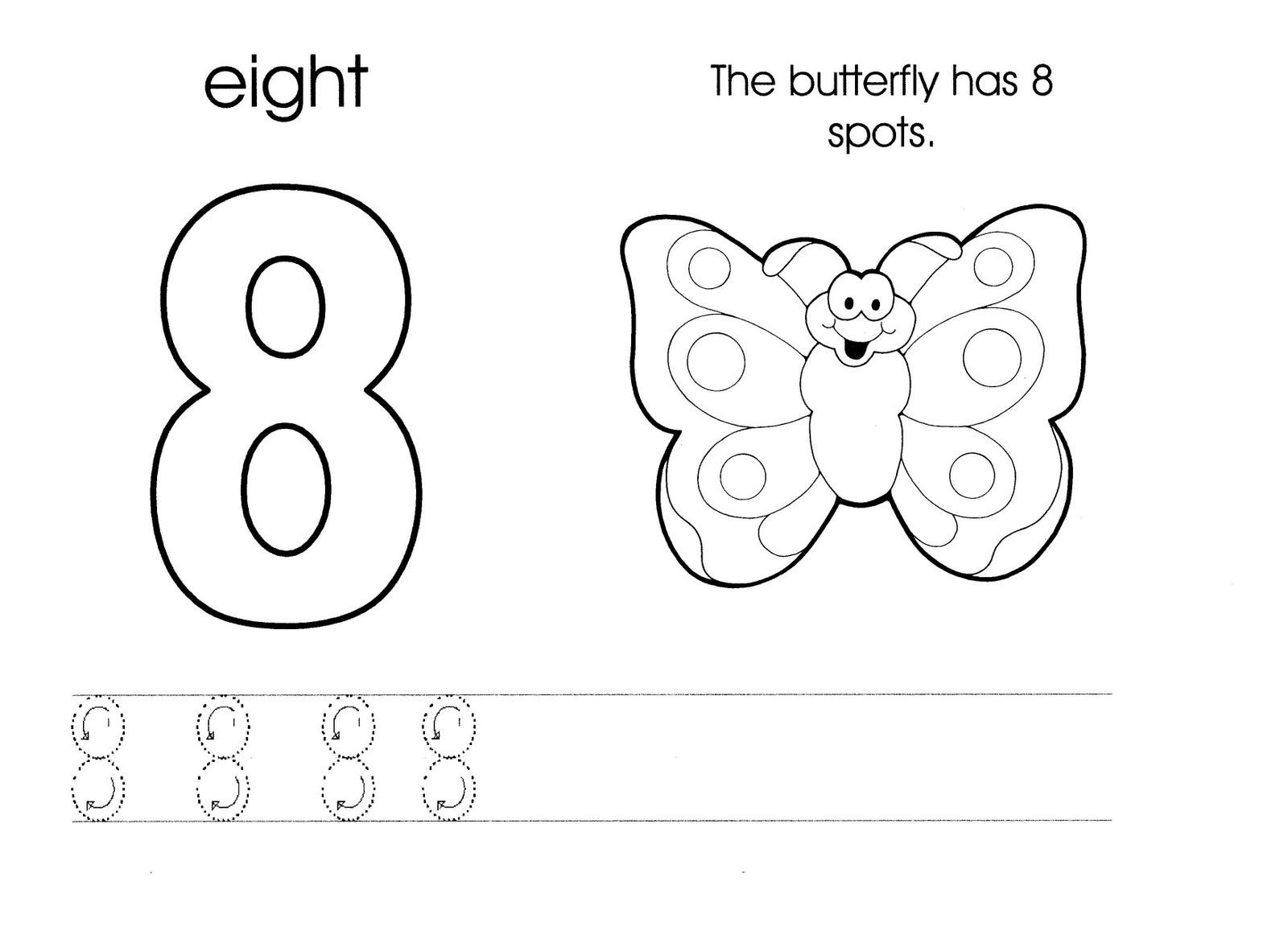 number 8 worksheet for kindergarten exam