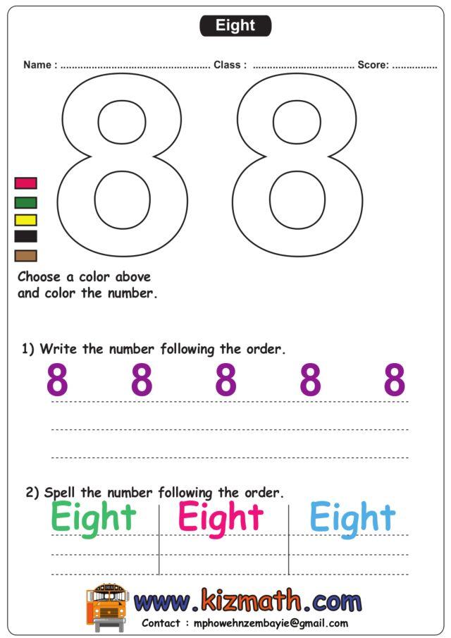 number 8 worksheet for kindergarten free