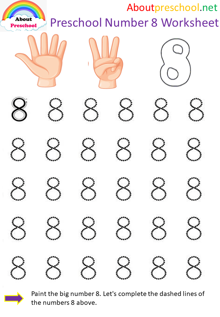 number 8 worksheet for kindergarten online free