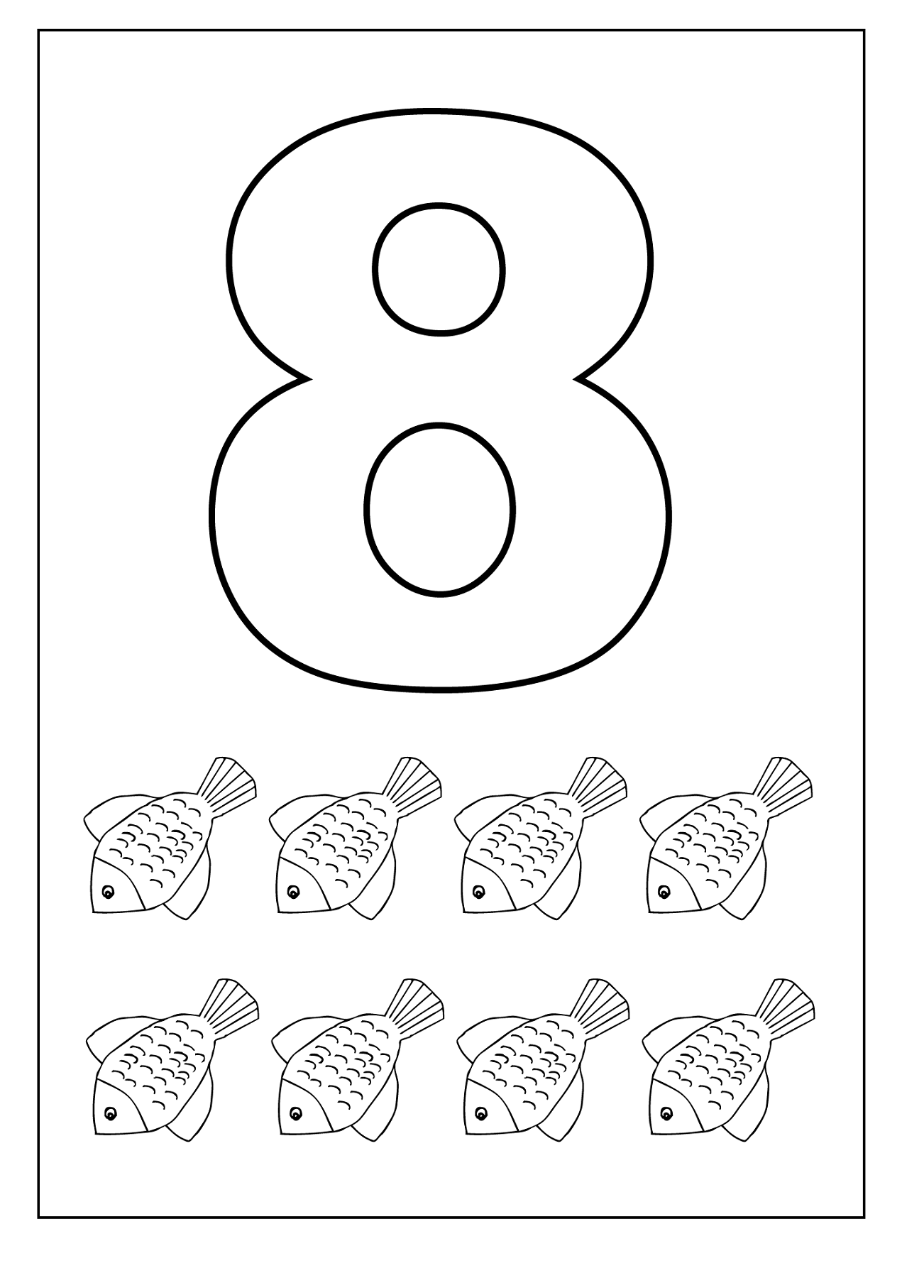 number 8 worksheet for kindergarten outline