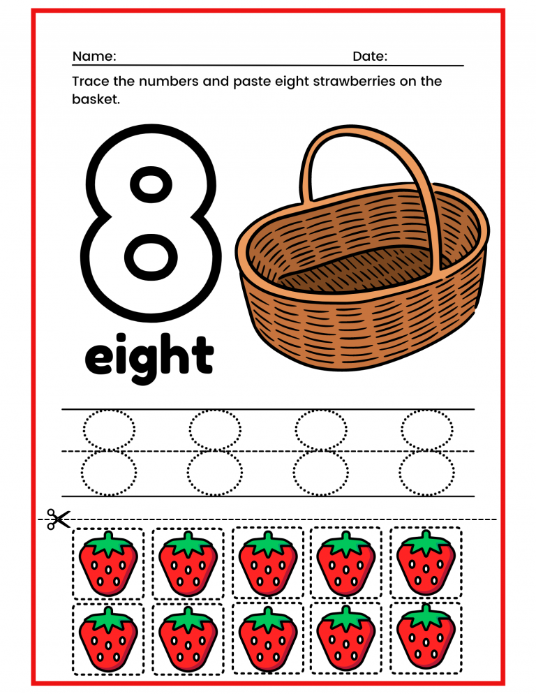 number 8 worksheet for kindergarten