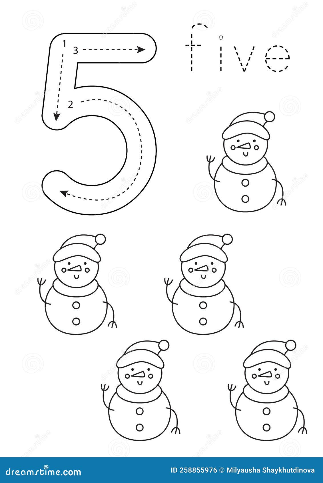 20 Christmas Number Five Woorksheet Free