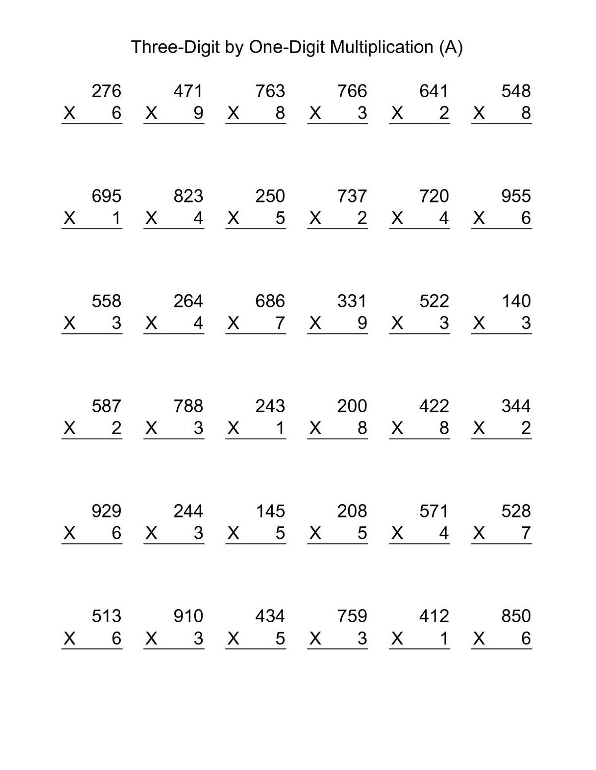 30 4Th Grade Math Worksheets Multiplication Free Printable