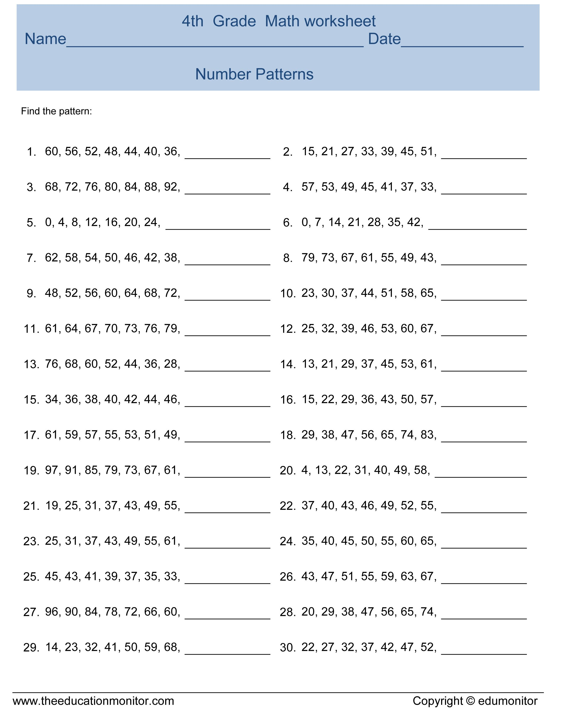 30 4Th Grade Math Worksheets Multiplication Free Printable