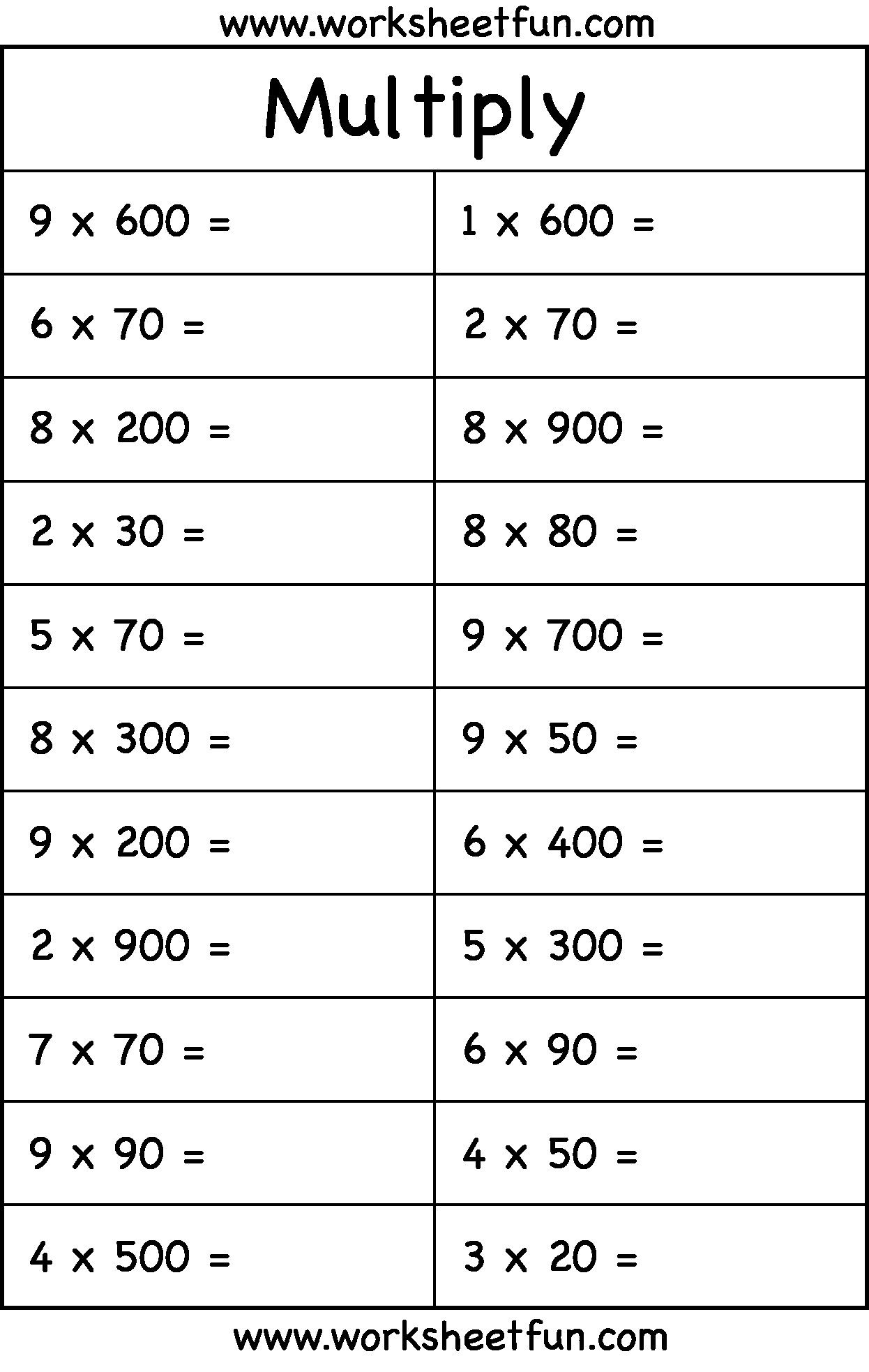 30 4Th Grade Math Worksheets Multiplication Free Printable