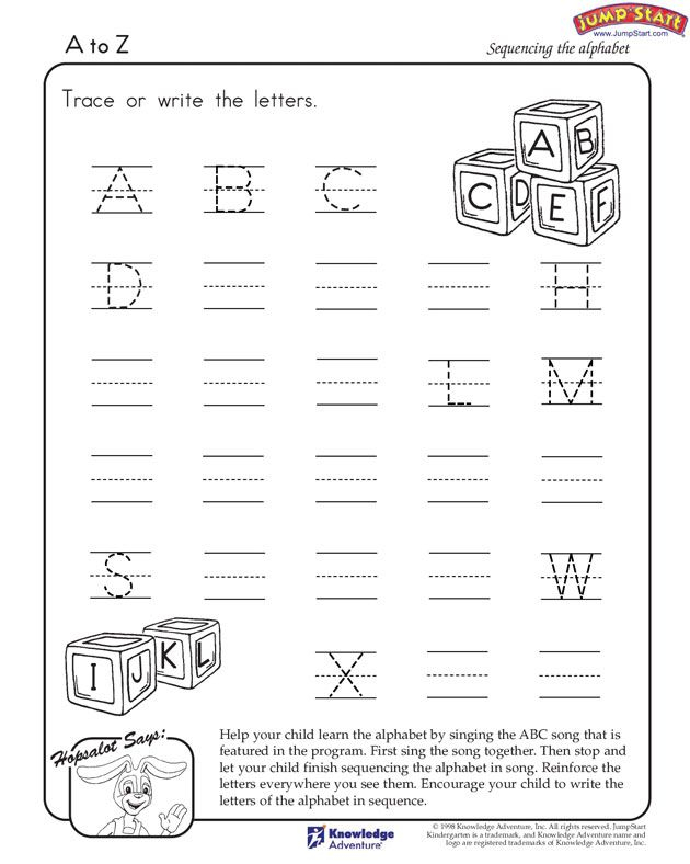 30 A To Z Worksheets For Kindergarten