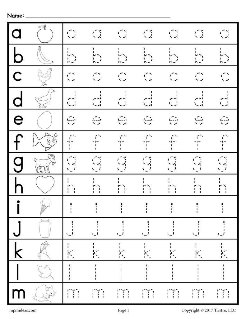 30 Alphabet Worksheets Kindergarten Letter Tracing Printable