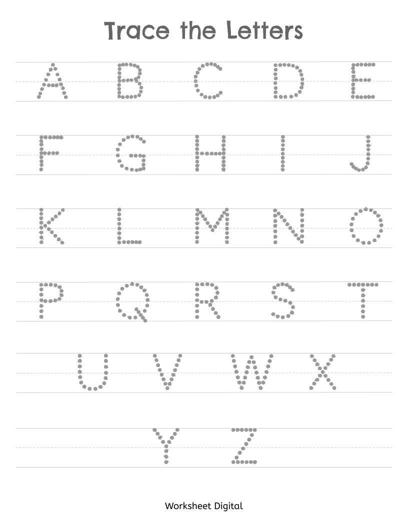 30 Alphabet Worksheets Kindergarten Letter Tracing Printable