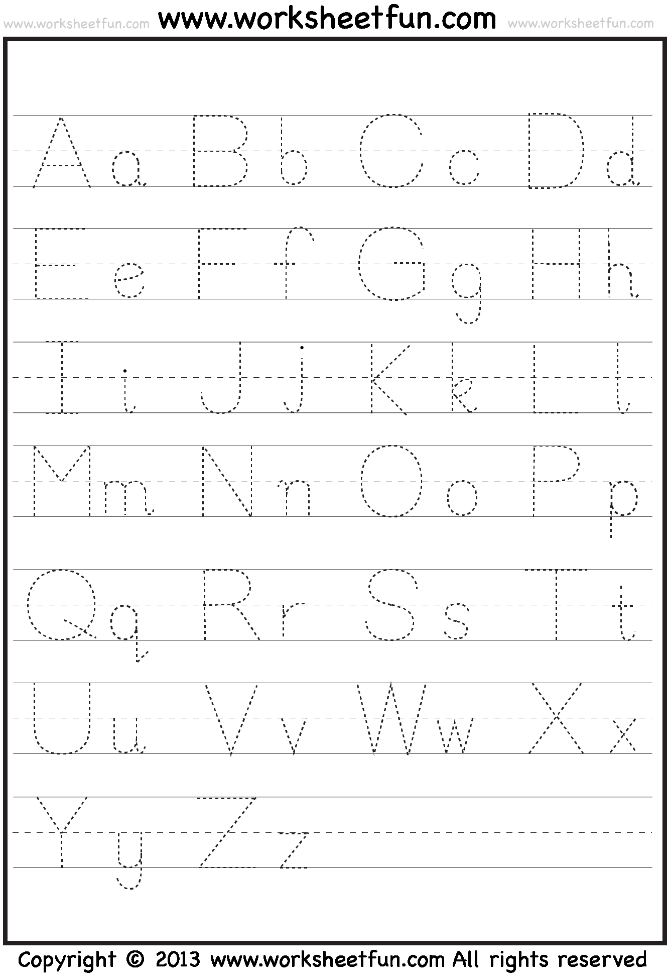 30 Alphabet Worksheets Kindergarten Letter Tracing Printable