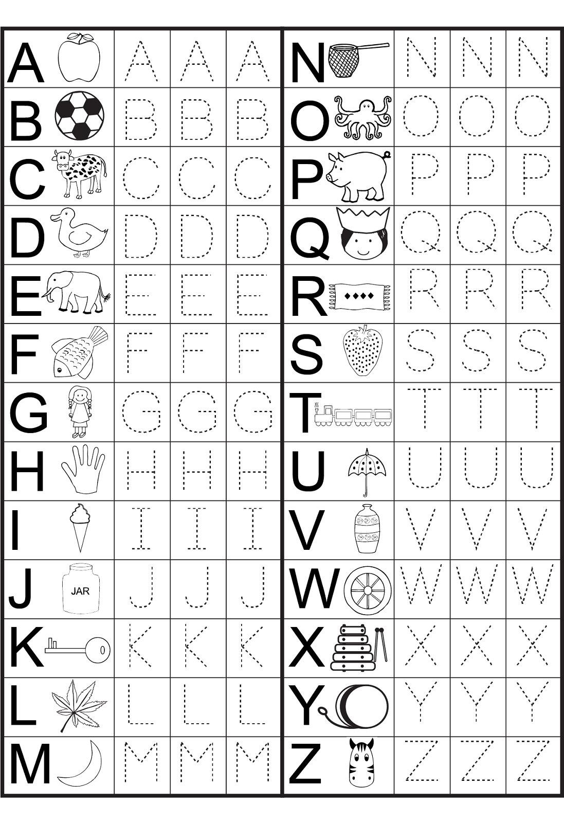 30 Alphabet Worksheets Kindergarten Letter Tracing Printable