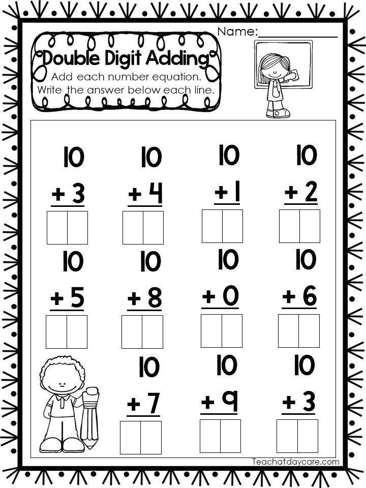 30 Double Digit Addition Worksheets Kindergarten