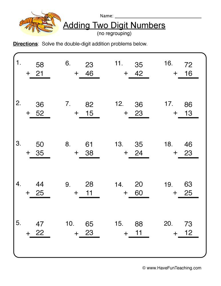 30 Double Digit Addition Worksheets Kindergarten