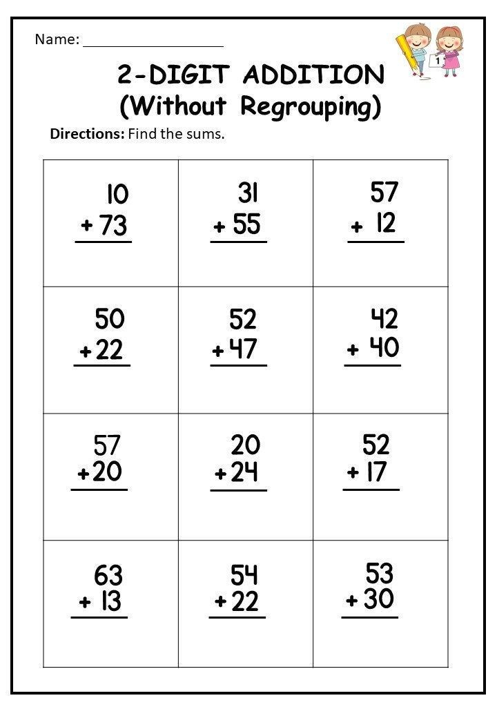 30 Double Digit Addition Worksheets Kindergarten