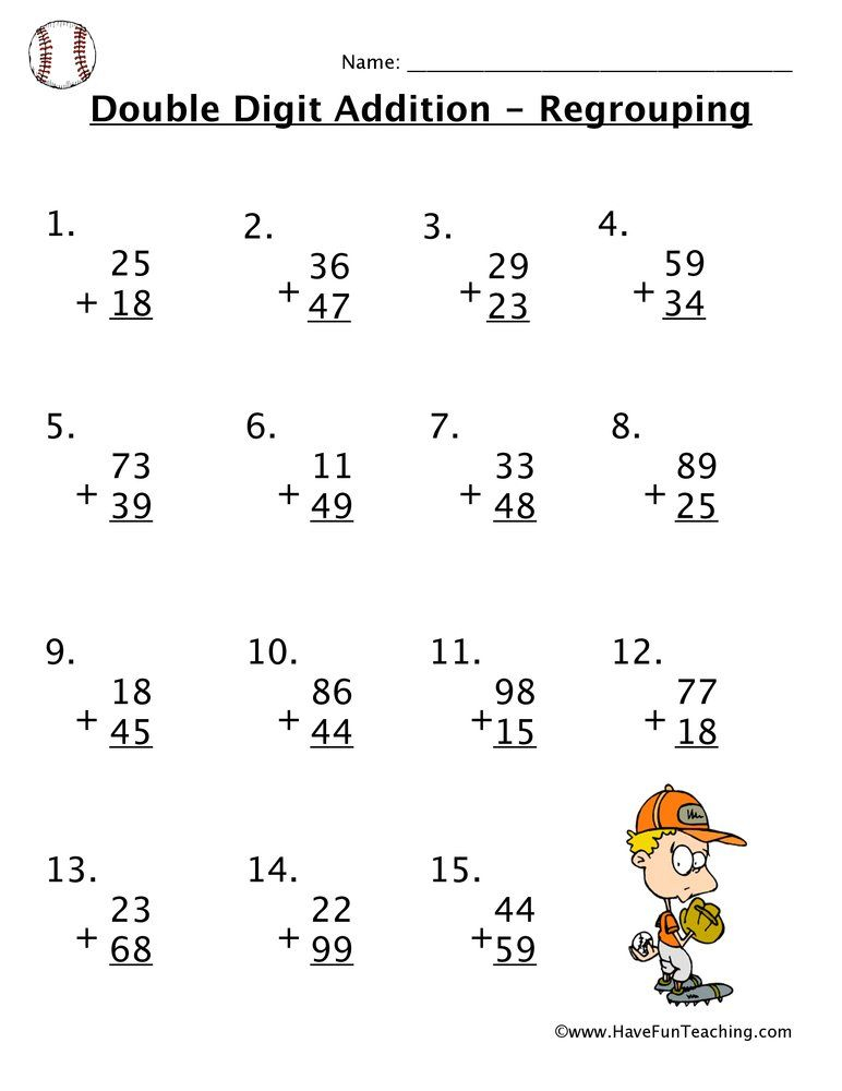 30 Double Digit Addition Worksheets Kindergarten