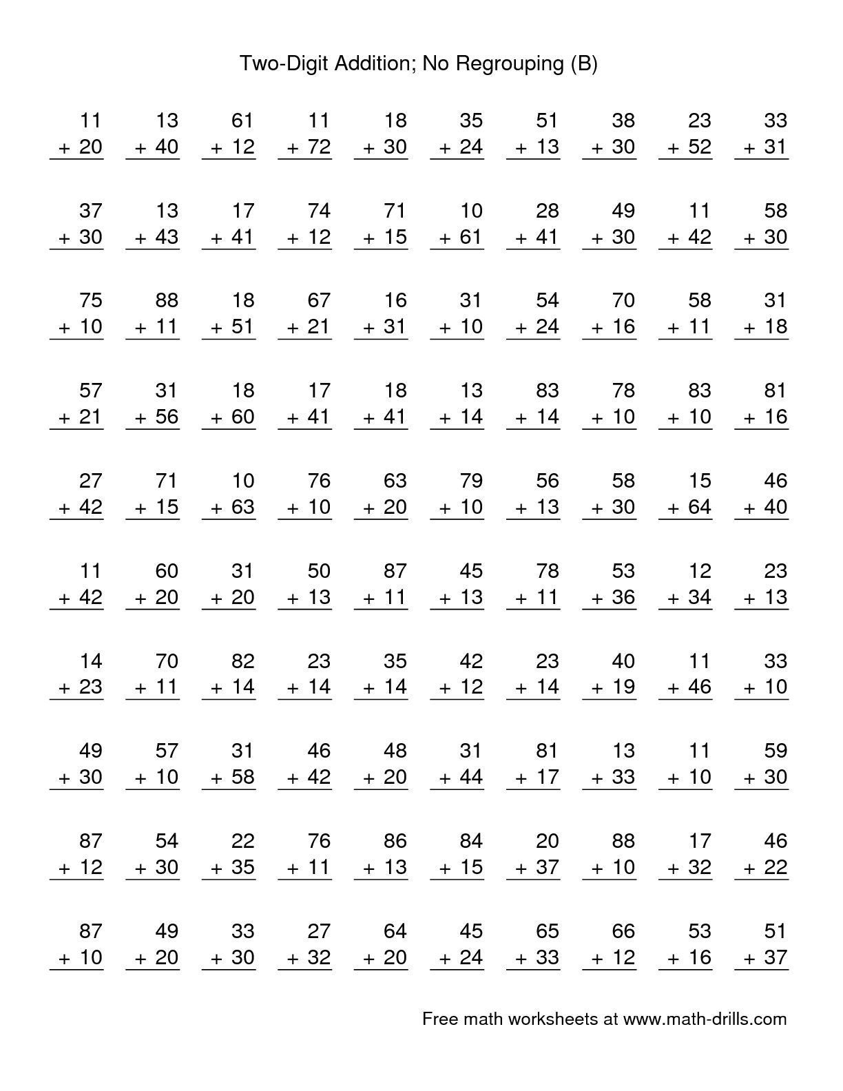 30 Double Digit Addition Worksheets Kindergarten