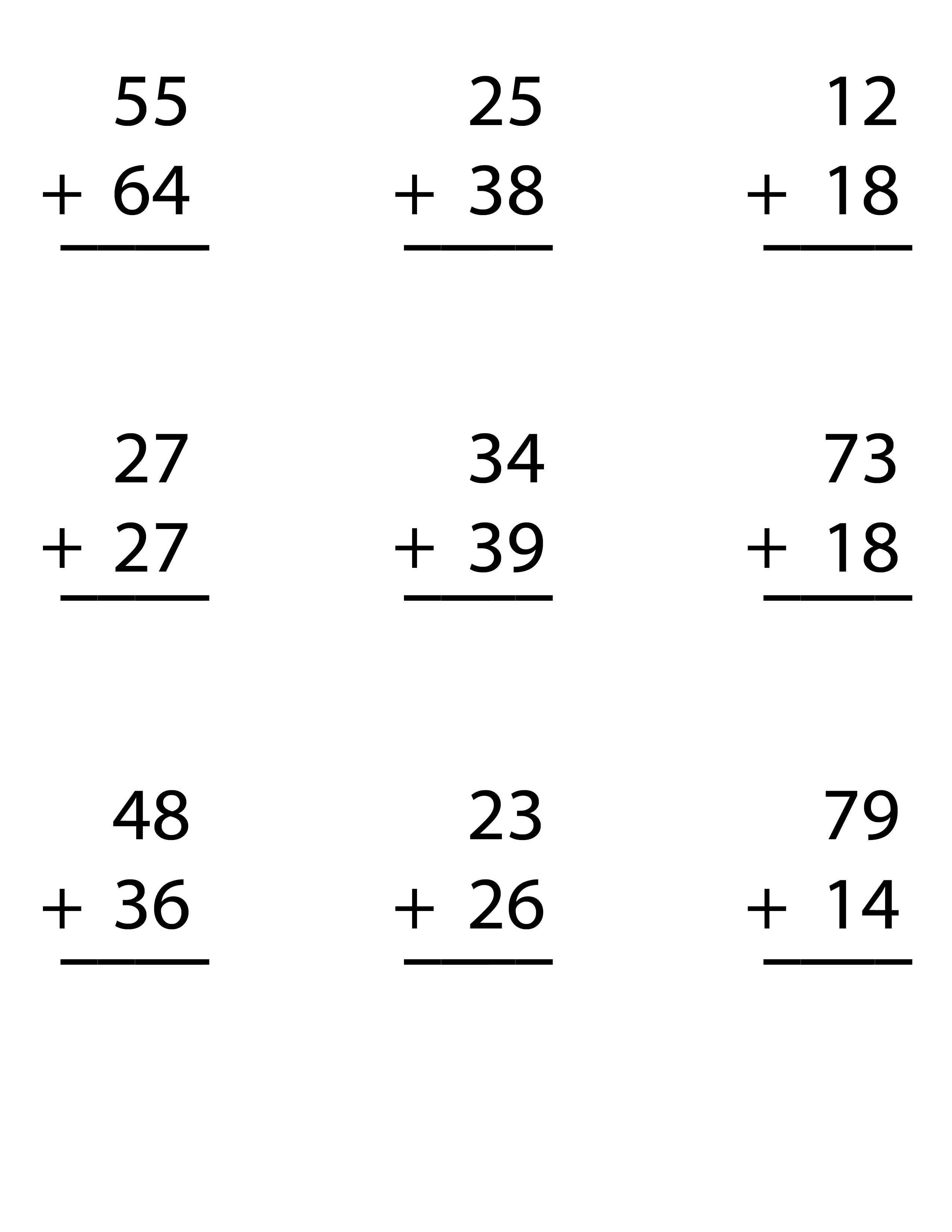 30 Double Digit Addition Worksheets Kindergarten