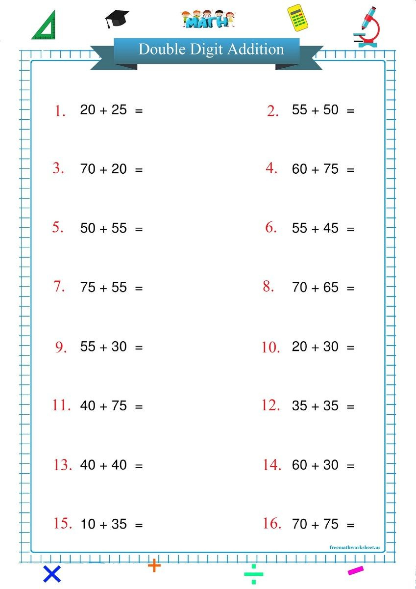 30 Double Digit Addition Worksheets Kindergarten