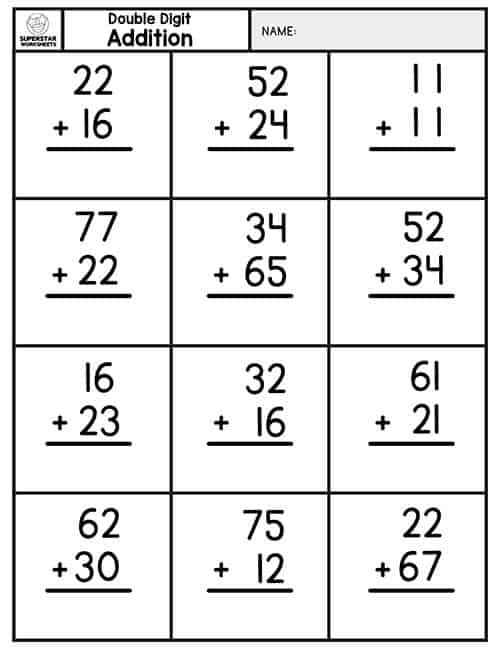 30 Double Digit Addition Worksheets Kindergarten