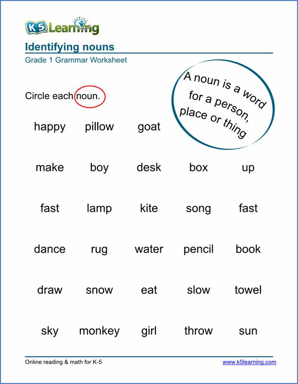 30 English Worksheets For Grade 1 Grammar Nouns