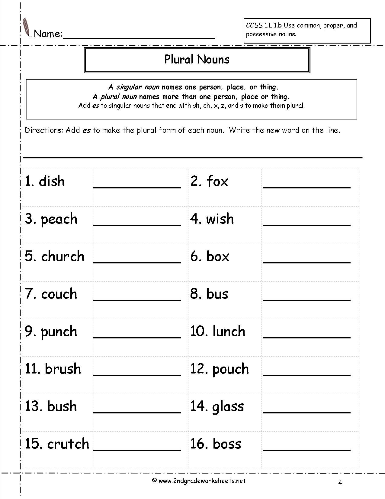 30 English Worksheets For Grade 1 Grammar Nouns