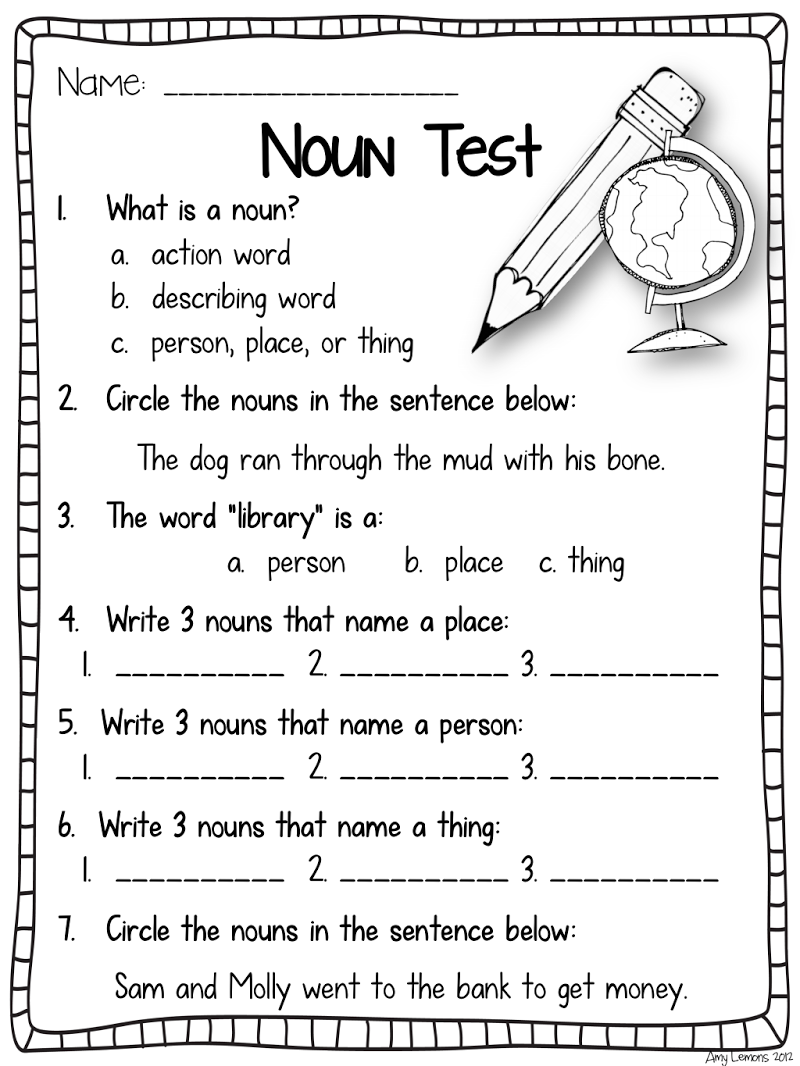 30 English Worksheets For Grade 1 Grammar Nouns