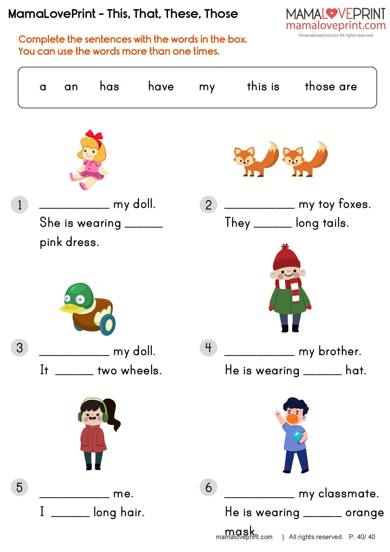 30 English Worksheets For Grade 1 Grammar Nouns