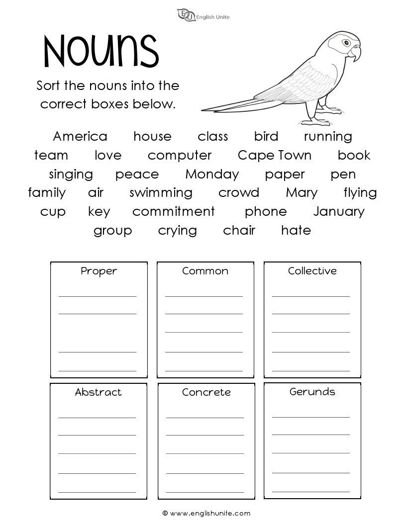 30 English Worksheets For Grade 1 Grammar Nouns