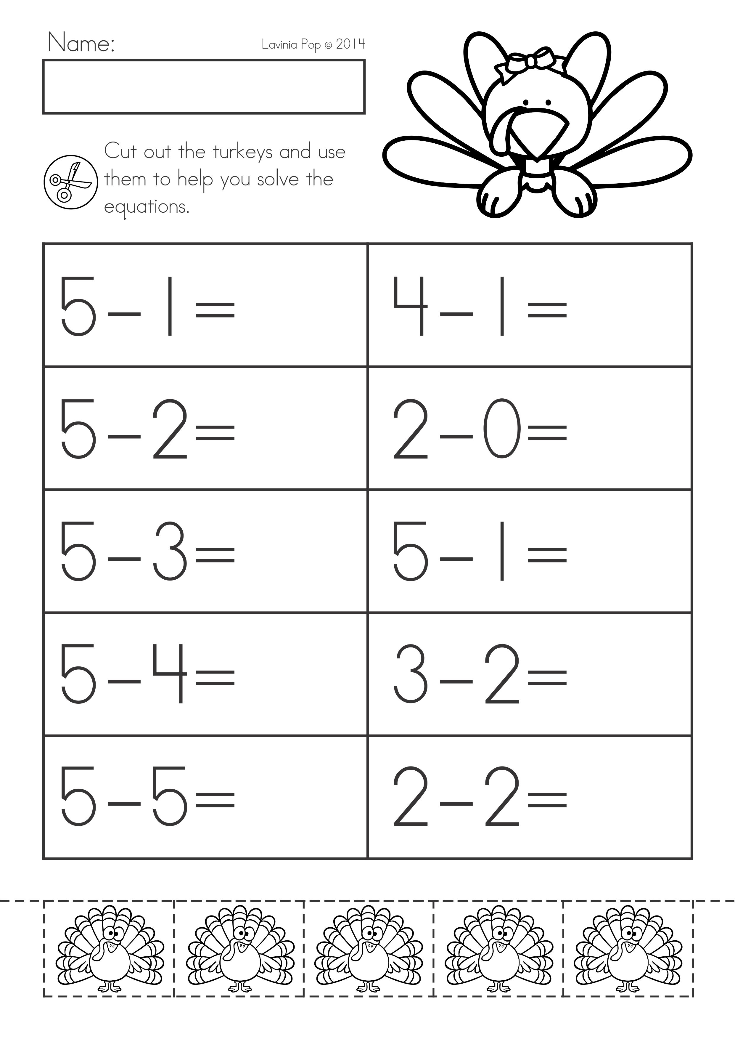 30 Free Thanksgiving Math Worksheets For Kindergarten