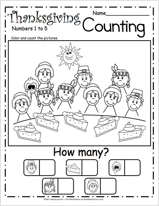 30 Free Thanksgiving Math Worksheets For Kindergarten