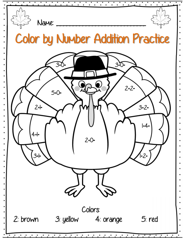 30 Free Thanksgiving Math Worksheets For Kindergarten