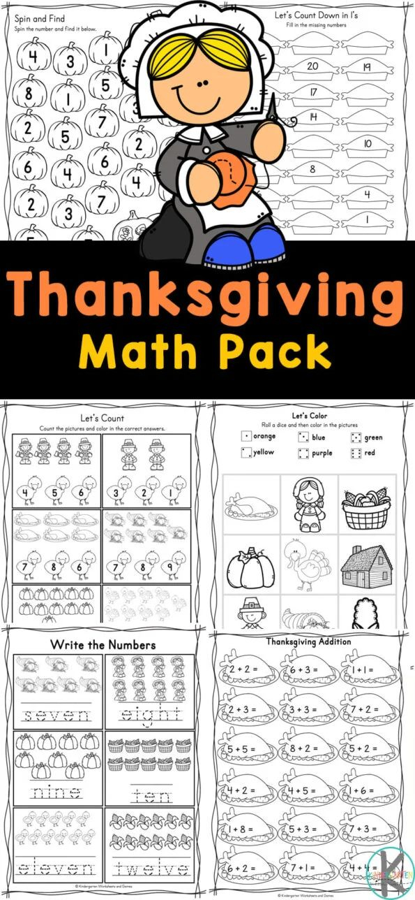 30 Free Thanksgiving Math Worksheets For Kindergarten