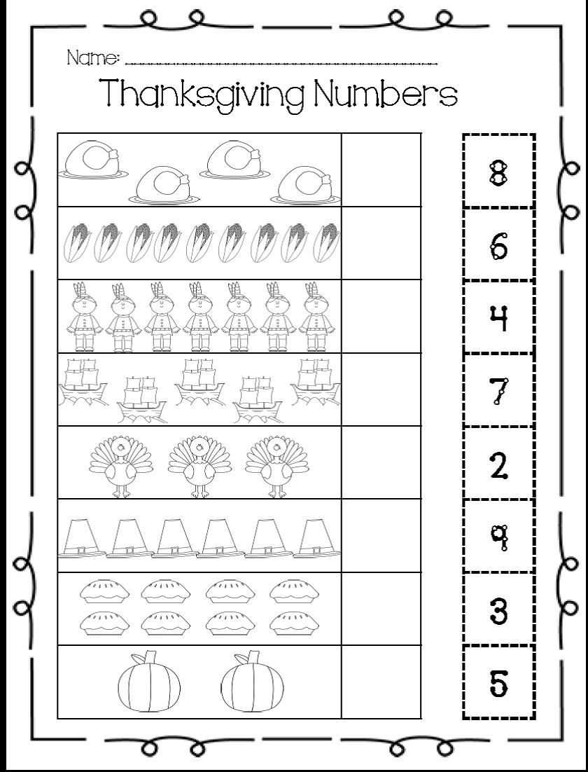 30 Free Thanksgiving Math Worksheets For Kindergarten