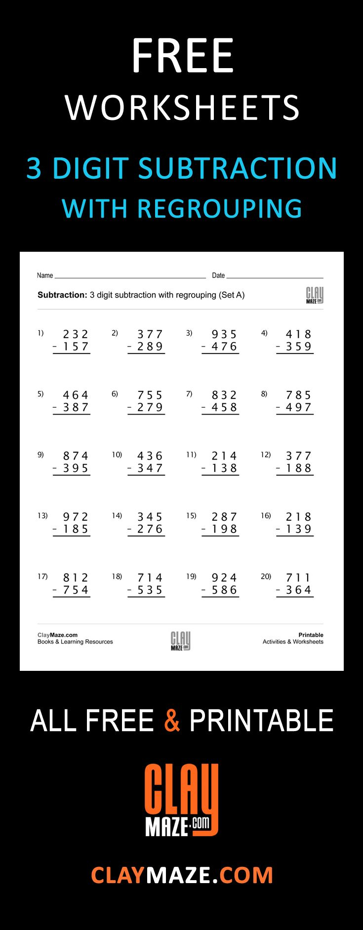 30 Math Worksheets For 4Th Grade Subtraction