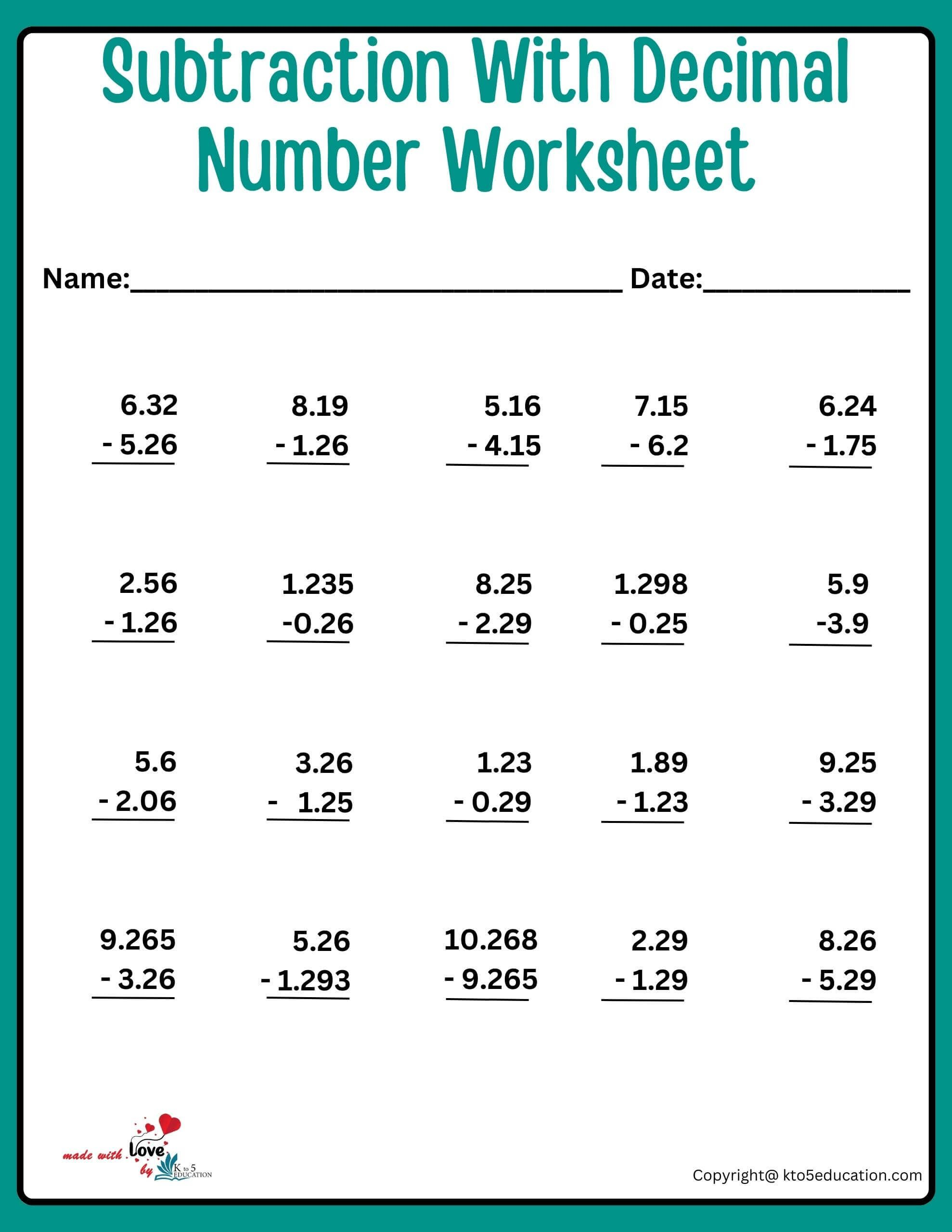 30 Math Worksheets For 4Th Grade Subtraction