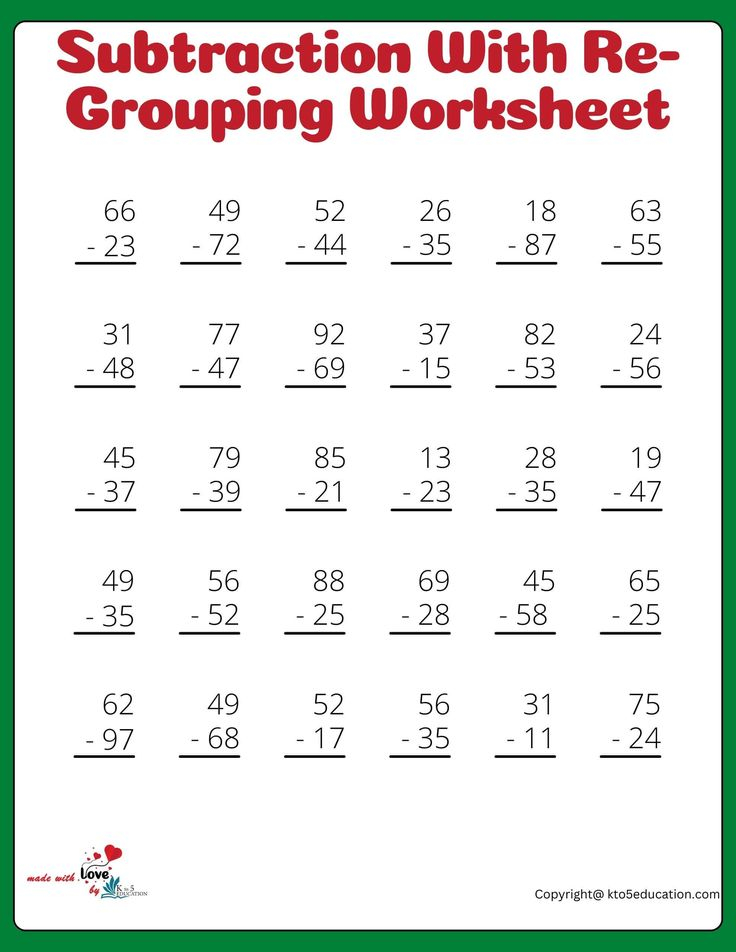 30 Math Worksheets For 4Th Grade Subtraction