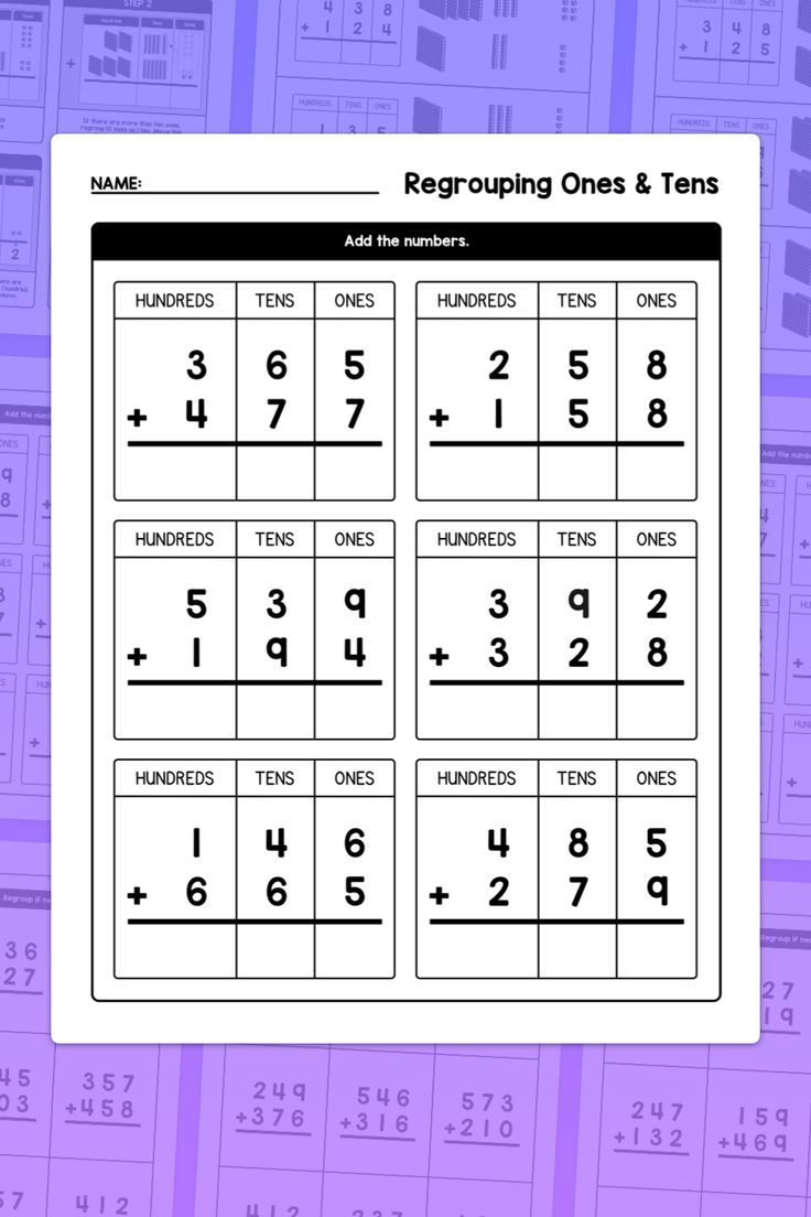 30 Math Worksheets With Regrouping