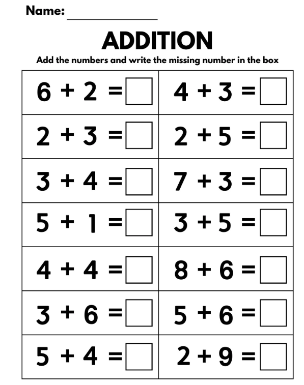 30 Maths Addition Worksheets Lkg