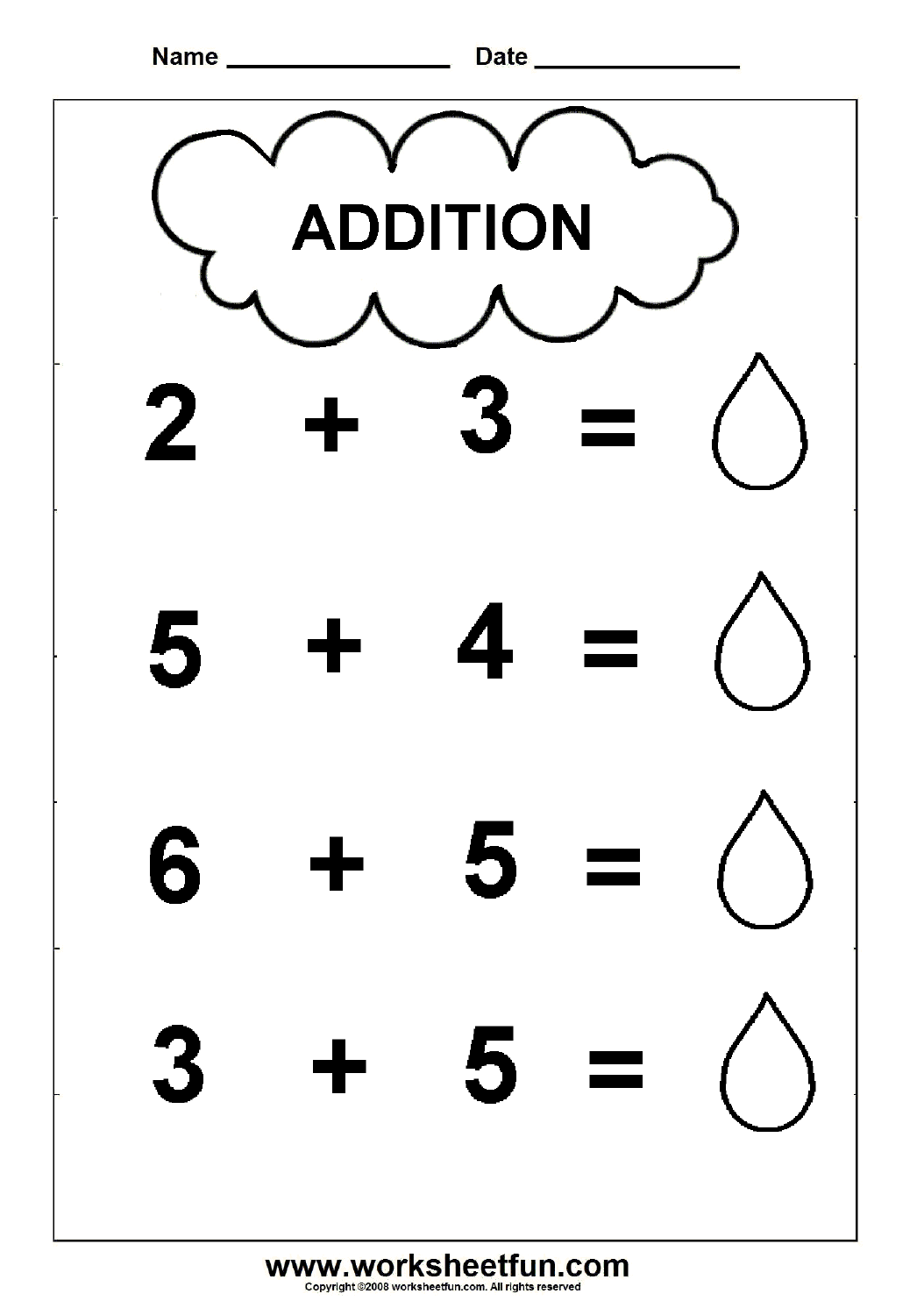 30 Maths Addition Worksheets Lkg