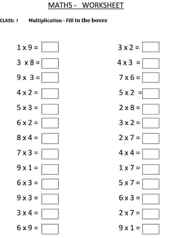 30 Maths Multiplication Worksheets For Class 2