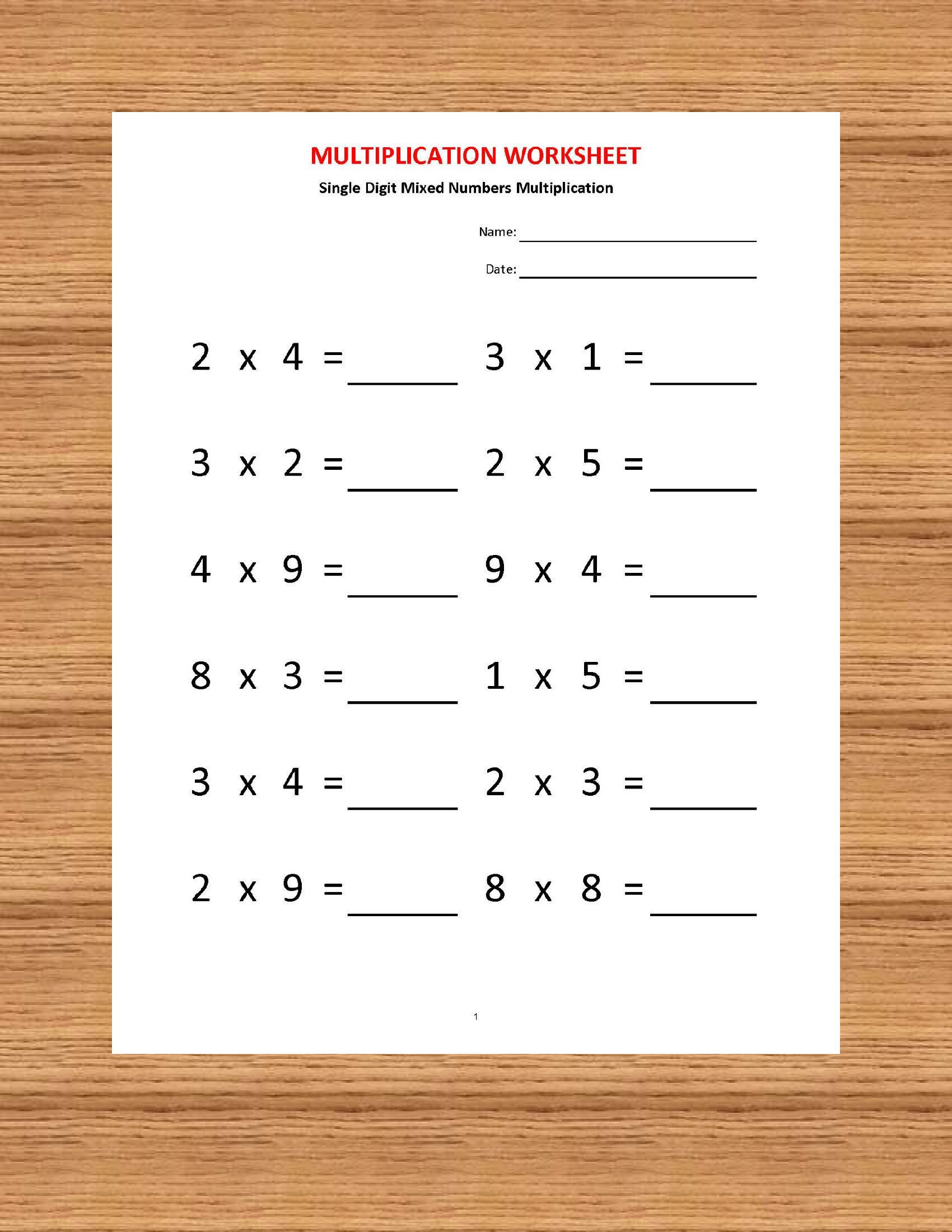 30 Maths Multiplication Worksheets For Class 2